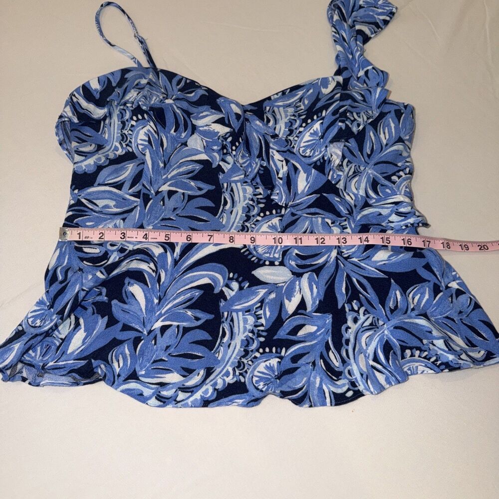 Lilly Pulitzer Auria Top Sz 16 Peplum Blue You’re The Zest High Tide Navy Resort - Picture 10 of 12